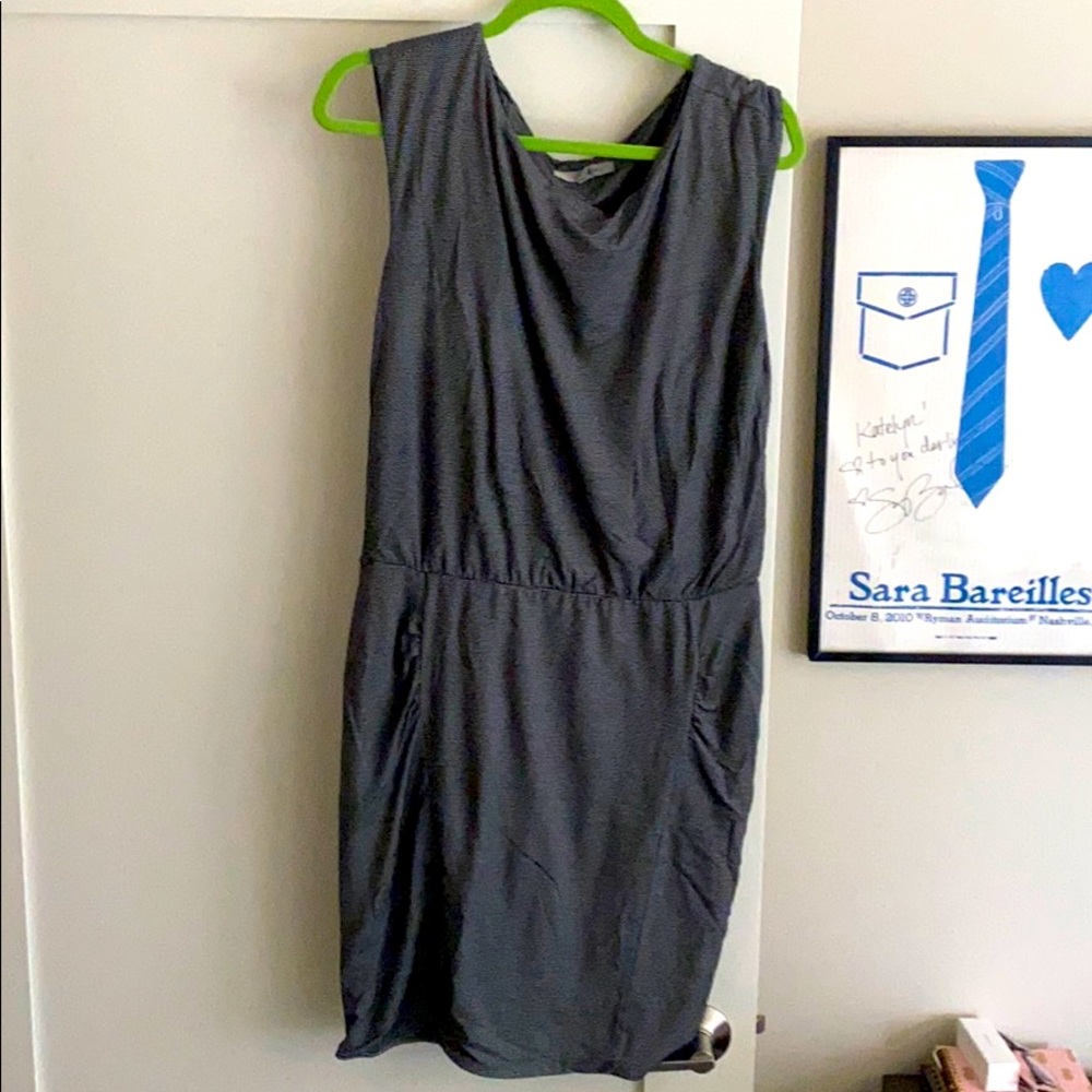 Athleta cotton black dress with white stripes